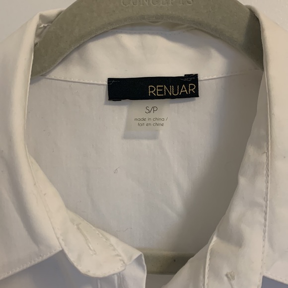 ❤️White button up pleated ruffle high-low blouse S - Picture 4 of 4
